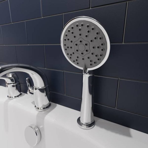 Смеситель на борт ванны на 3 отверстия с керамическим дивертором, IDDIS Oldie OLDSB30i07, хром